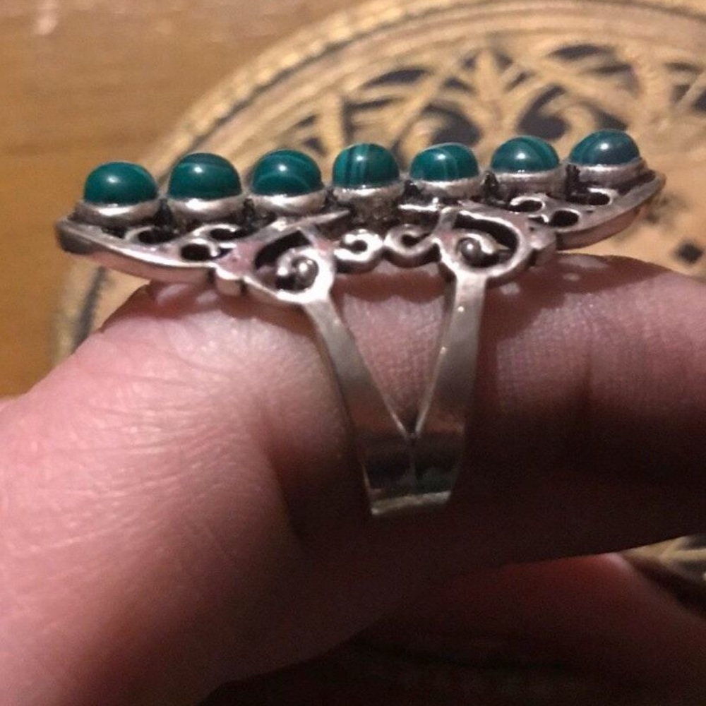 HUGE NEW Malachite and Sterling Silver Ring 7 - Picture 2 of 3